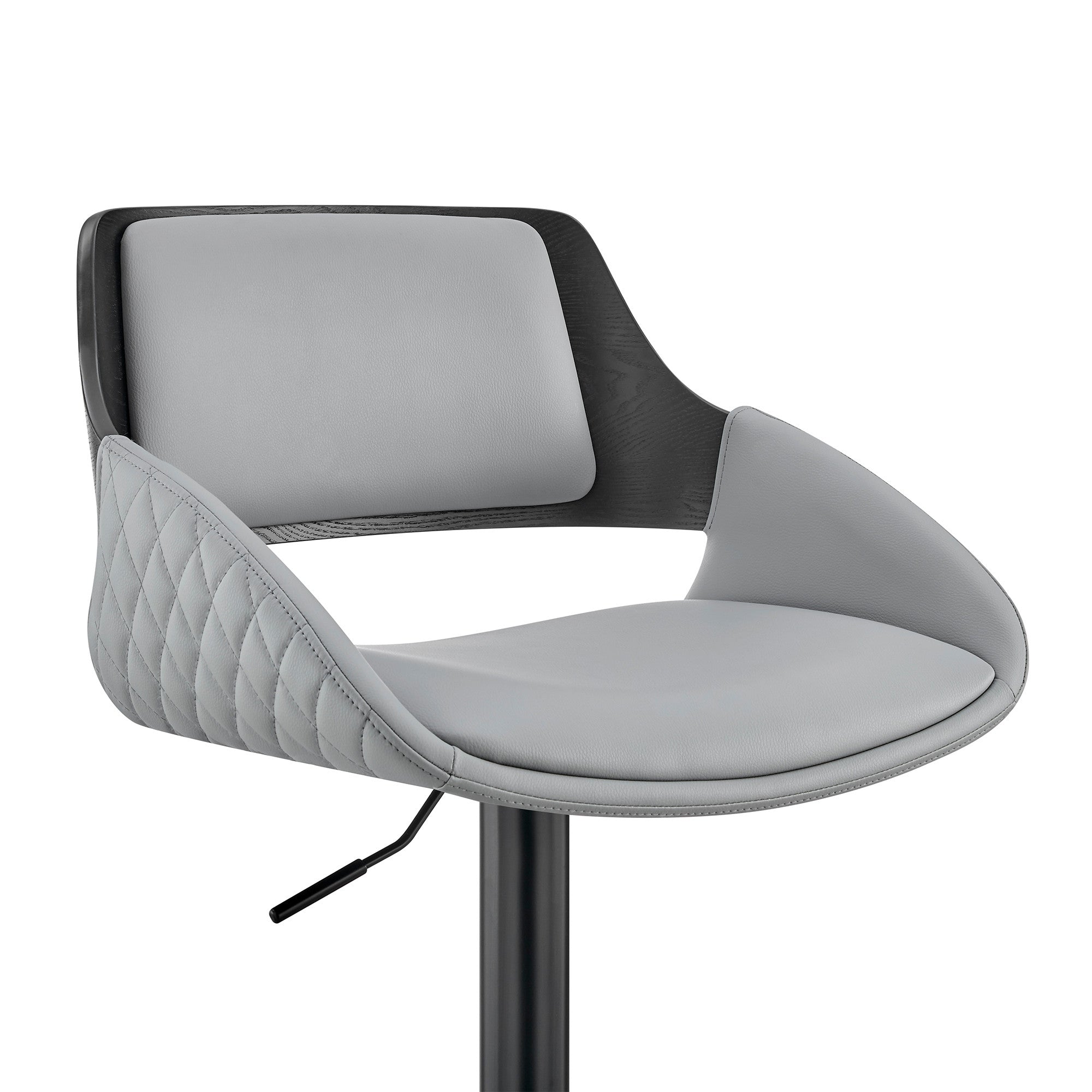 25" Gray And Black Iron Swivel Low Back Adjustable Height Bar Chair-7