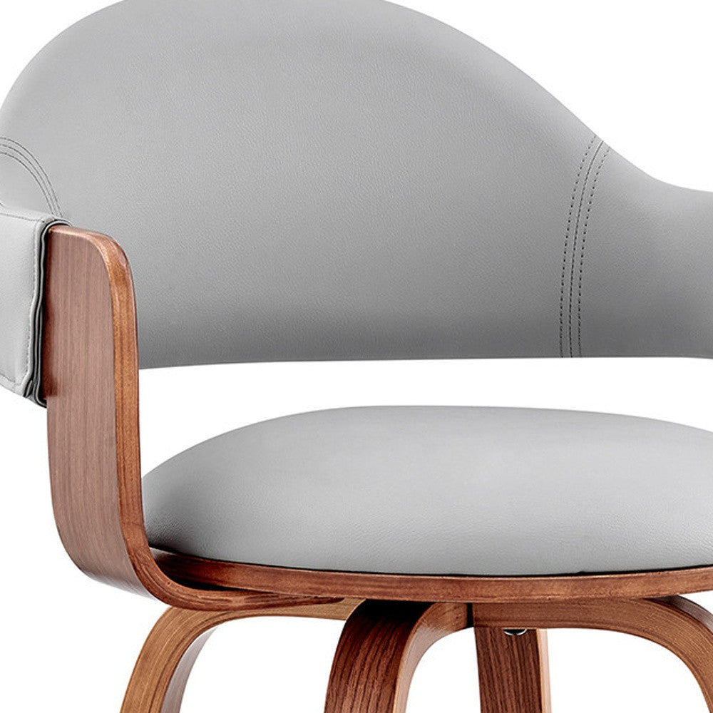 30" Gray And Brown Swivel Low Back Bar Height Bar Chair-5