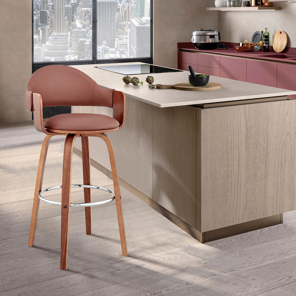 26" Brown Swivel Low Back Counter Height Bar Chair-8