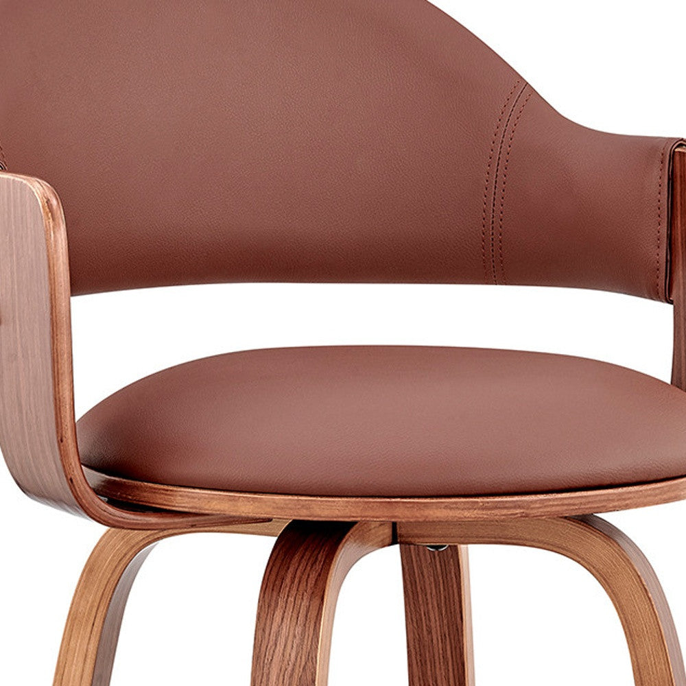 26" Brown Swivel Low Back Counter Height Bar Chair-7