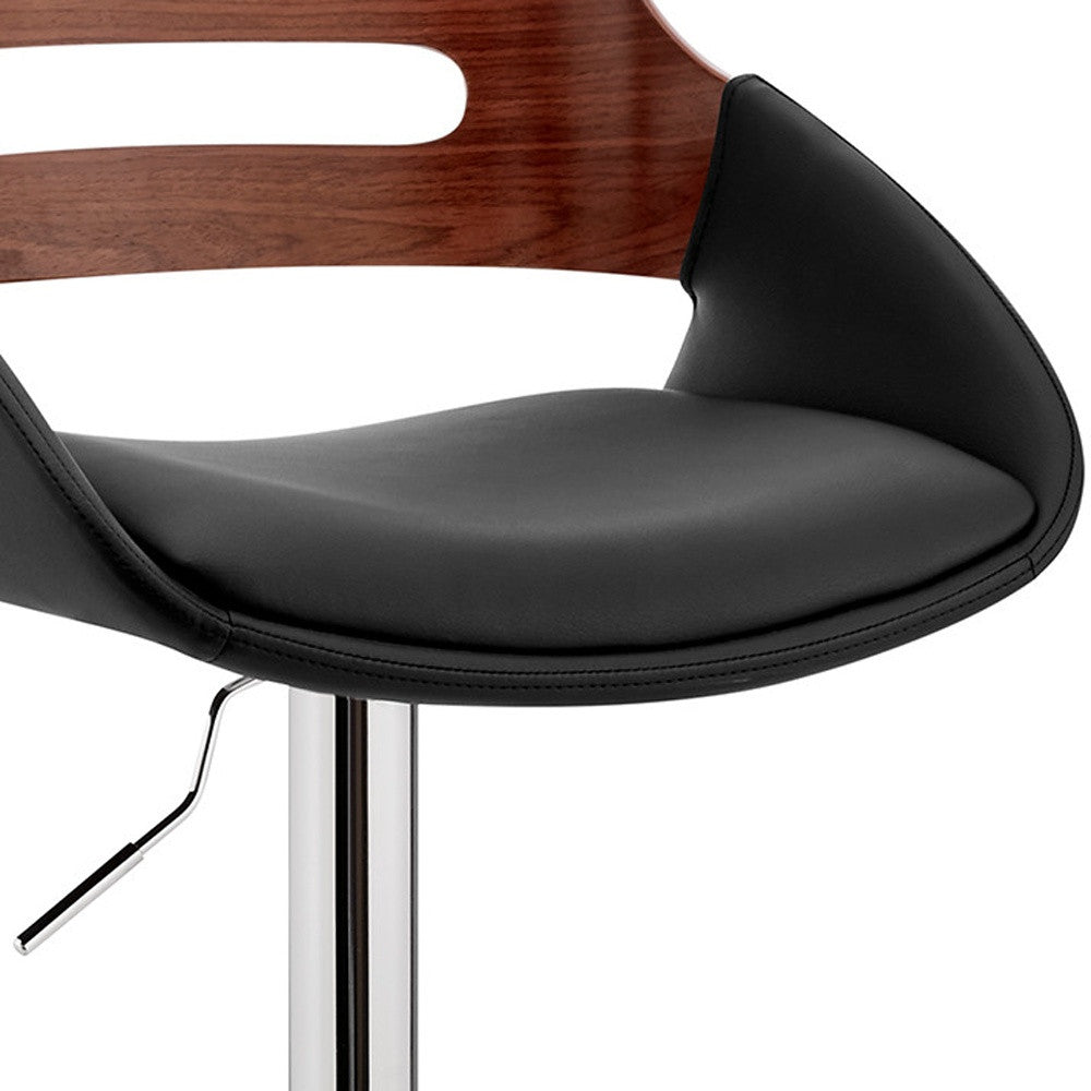 25" Black And Silver Iron Swivel Low Back Adjustable Height Bar Chair-7