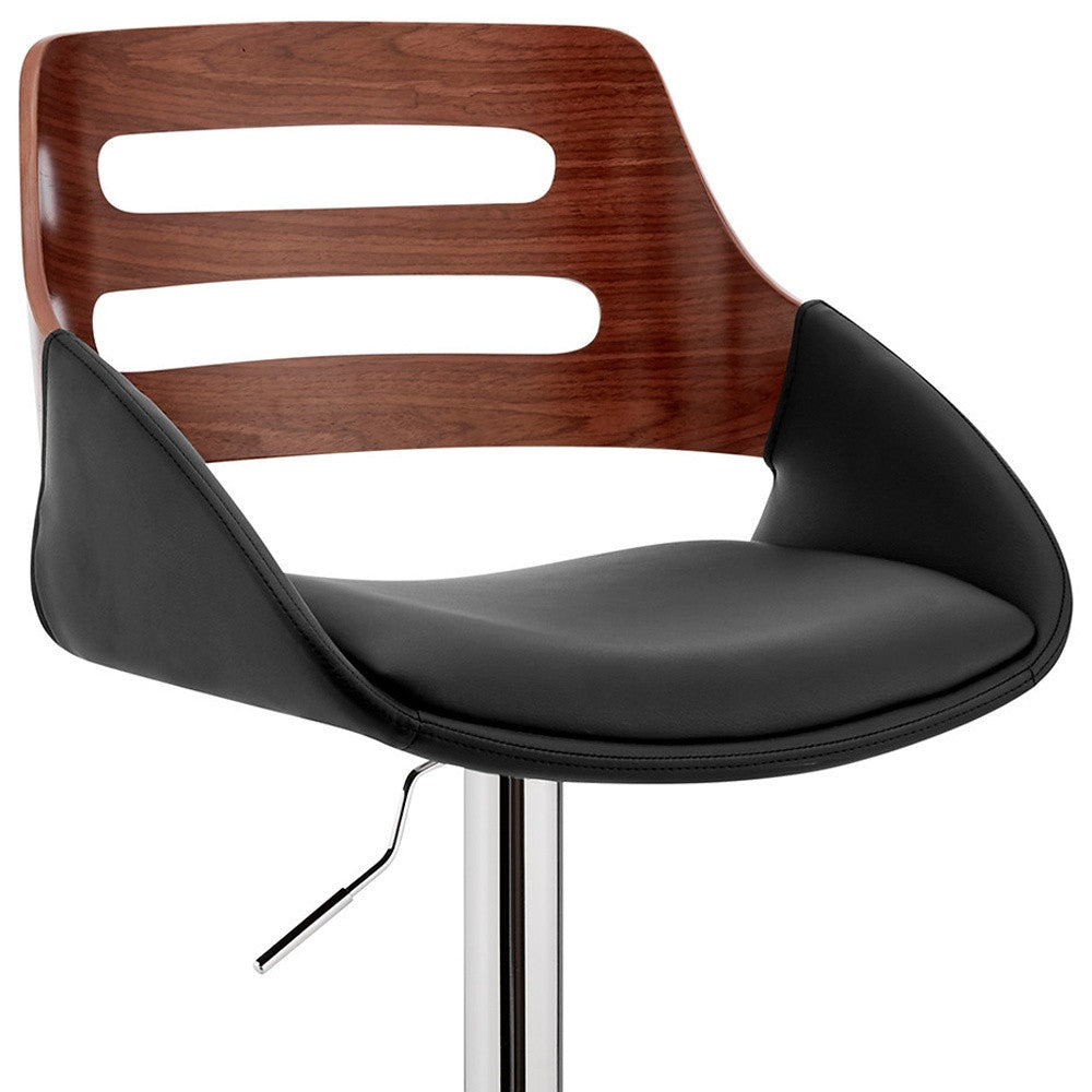 25" Black And Silver Iron Swivel Low Back Adjustable Height Bar Chair-8