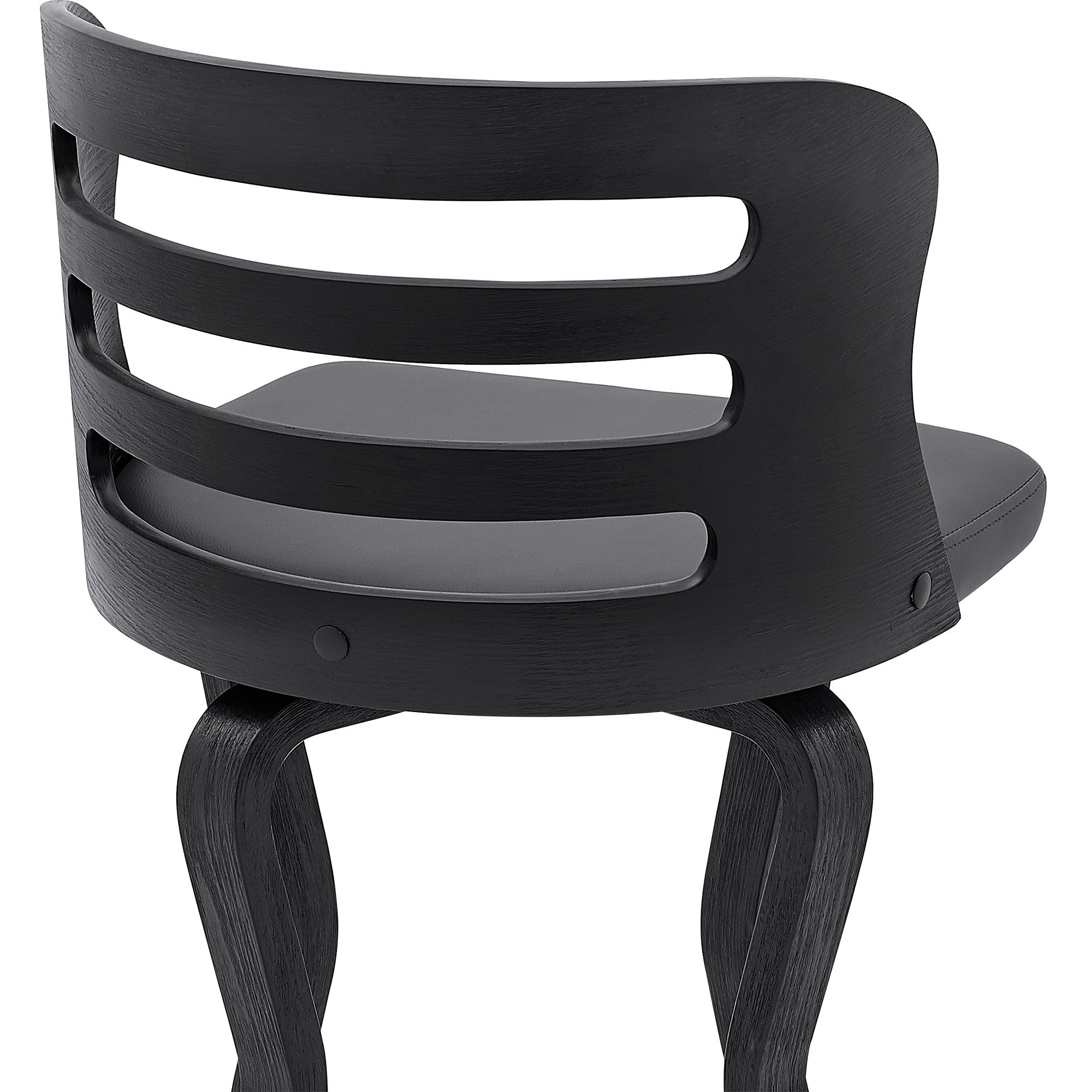 25" Gray And Black Faux Leather And Iron Swivel Low Back Counter Height Bar Chair-7