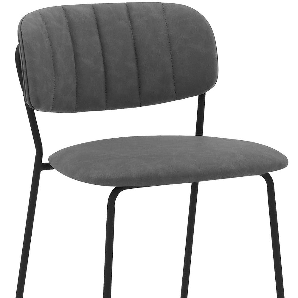 26" Gray And Black Iron Counter Height Bar Chair-7