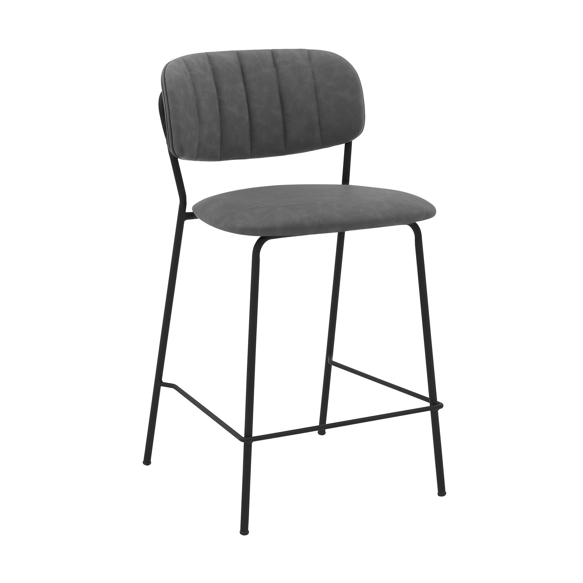 26" Gray And Black Iron Counter Height Bar Chair-0
