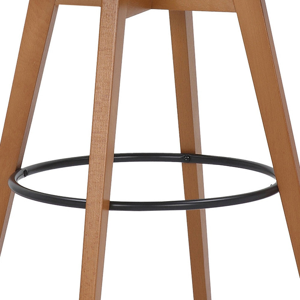 31" Cream and Black Fabric and Iron Bar Height Swivel Bar Chair-6