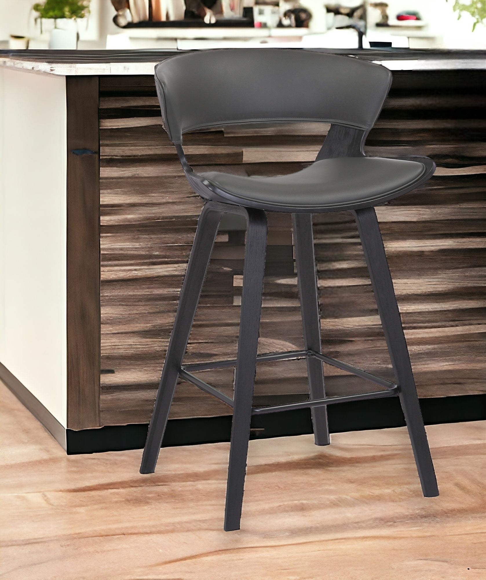 27" Gray And Black Iron Low Back Counter Height Bar Chair-1