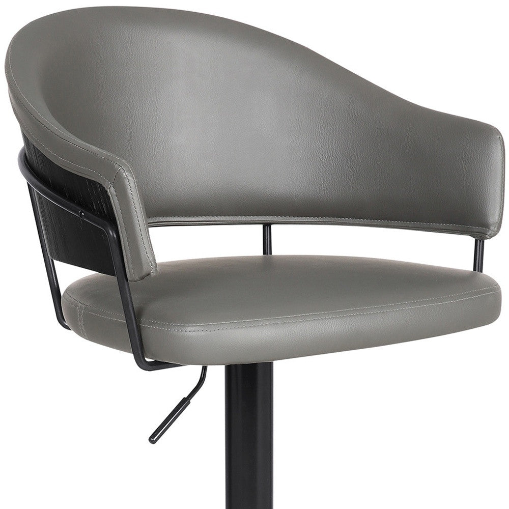 25" Gray And Black Iron Swivel Adjustable Height Bar Chair-7