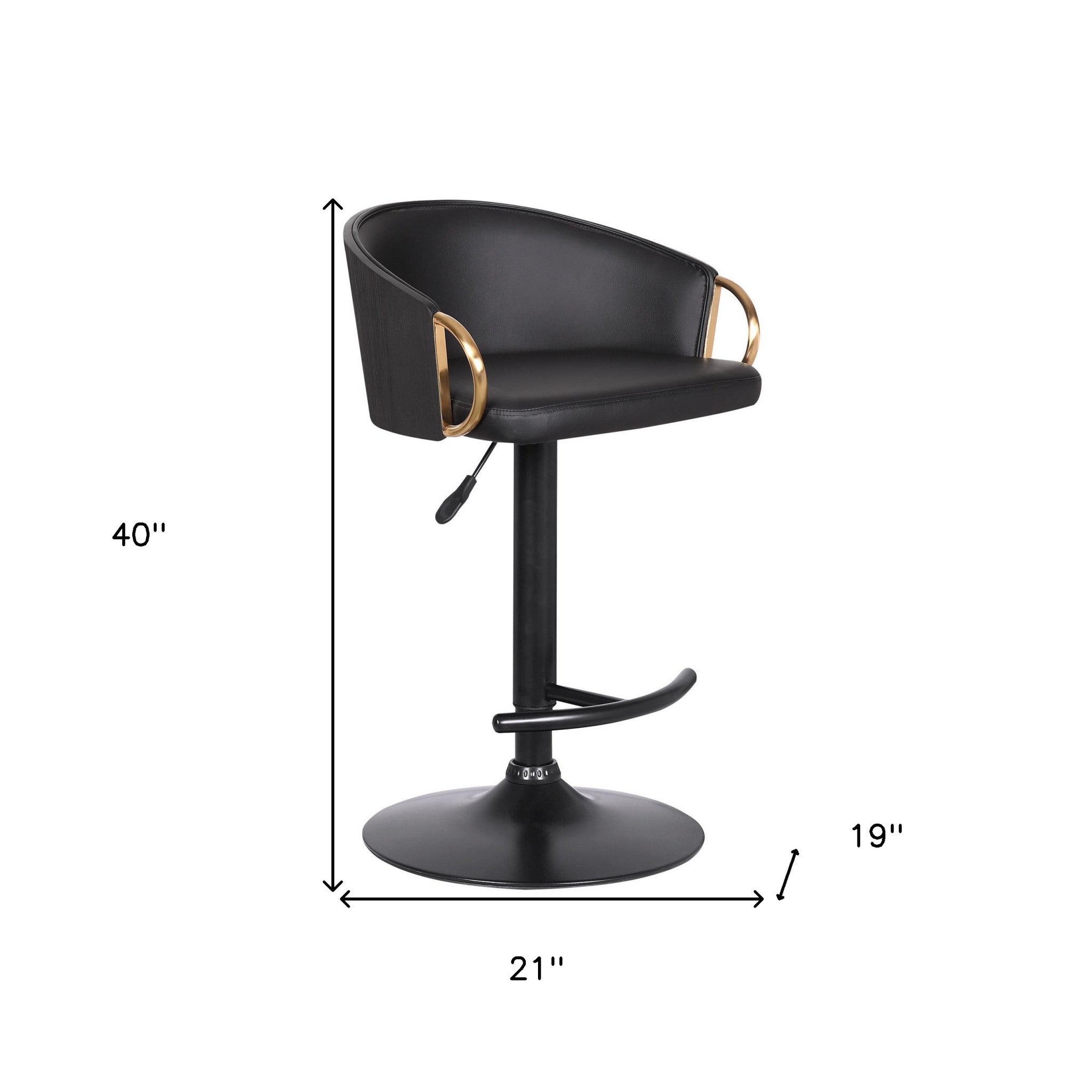 Black Iron Faux Leather and Fabric Low Back Adjustable Height Swivel Bar Chair-8