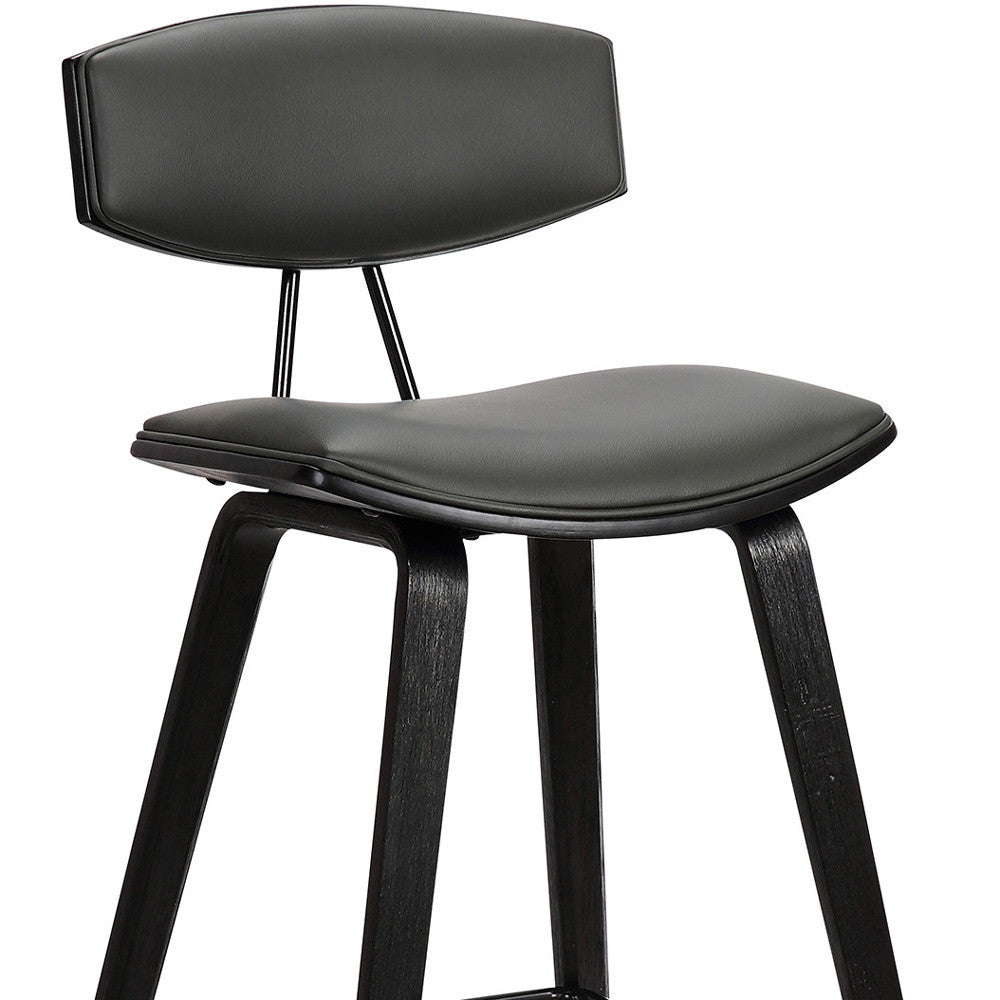 26" Gray and Black Faux Leather and Iron Low Back Counter Height Bar Chair-6