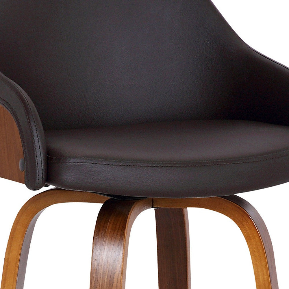 30" Brown Iron Swivel Low Back Bar Height Bar Chair-6