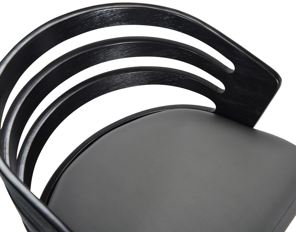 30" Gray And Black Iron Swivel Low Back Bar Height Bar Chair-6