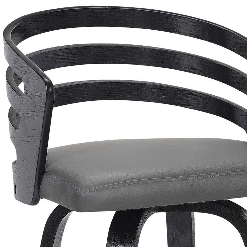 30" Gray And Black Iron Swivel Low Back Bar Height Bar Chair-7