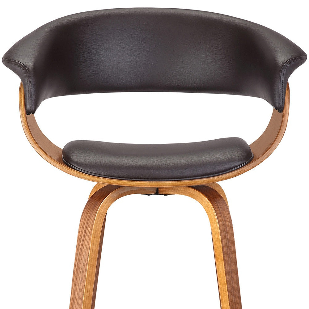 27" Brown Faux Leather And Iron Swivel Low Back Counter Height Bar Chair-7