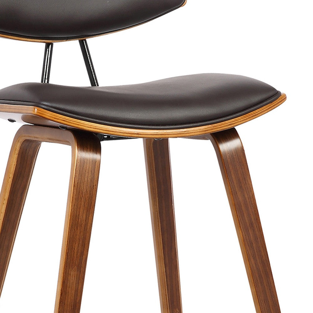 26" Brown Solid Wood Low Back Counter Height Bar Chair-5