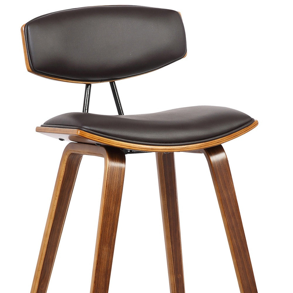 26" Brown Solid Wood Low Back Counter Height Bar Chair-6