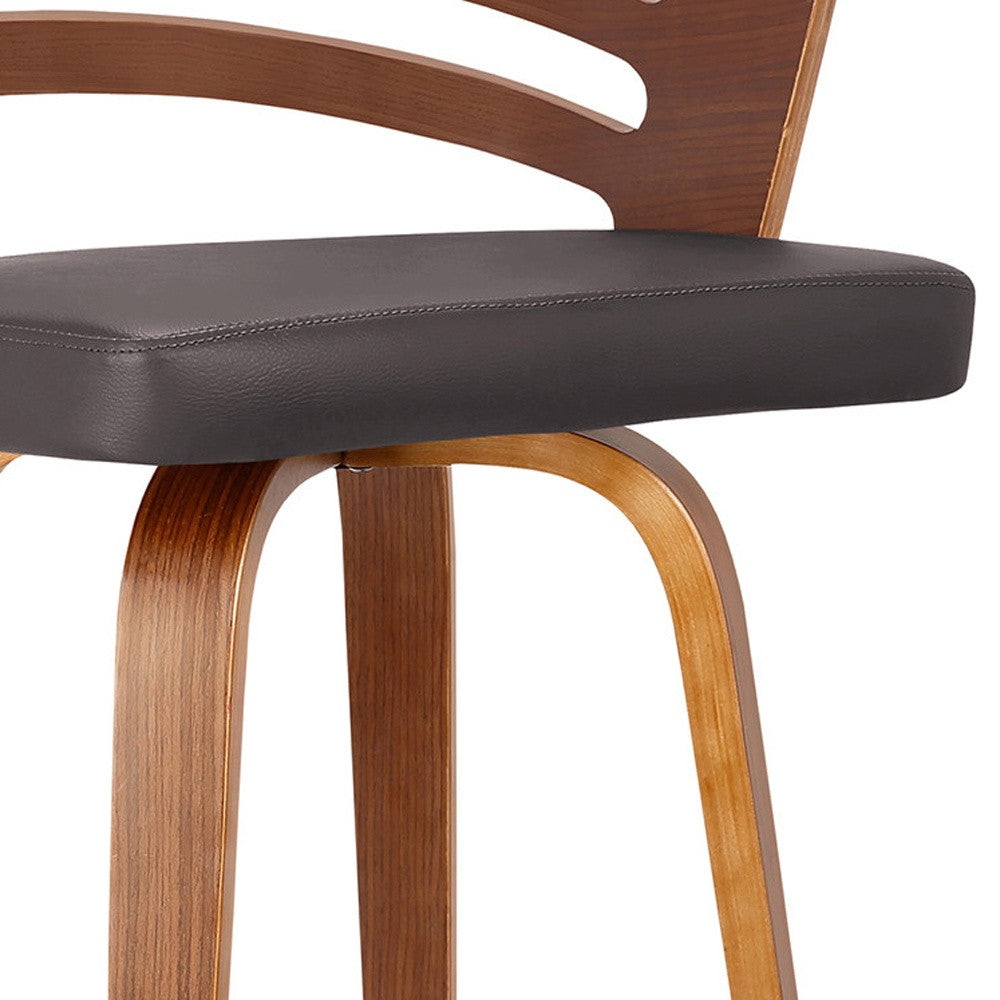 30" Brown Fabric and Iron Low Back Bar Height Swivel Bar Chair-7