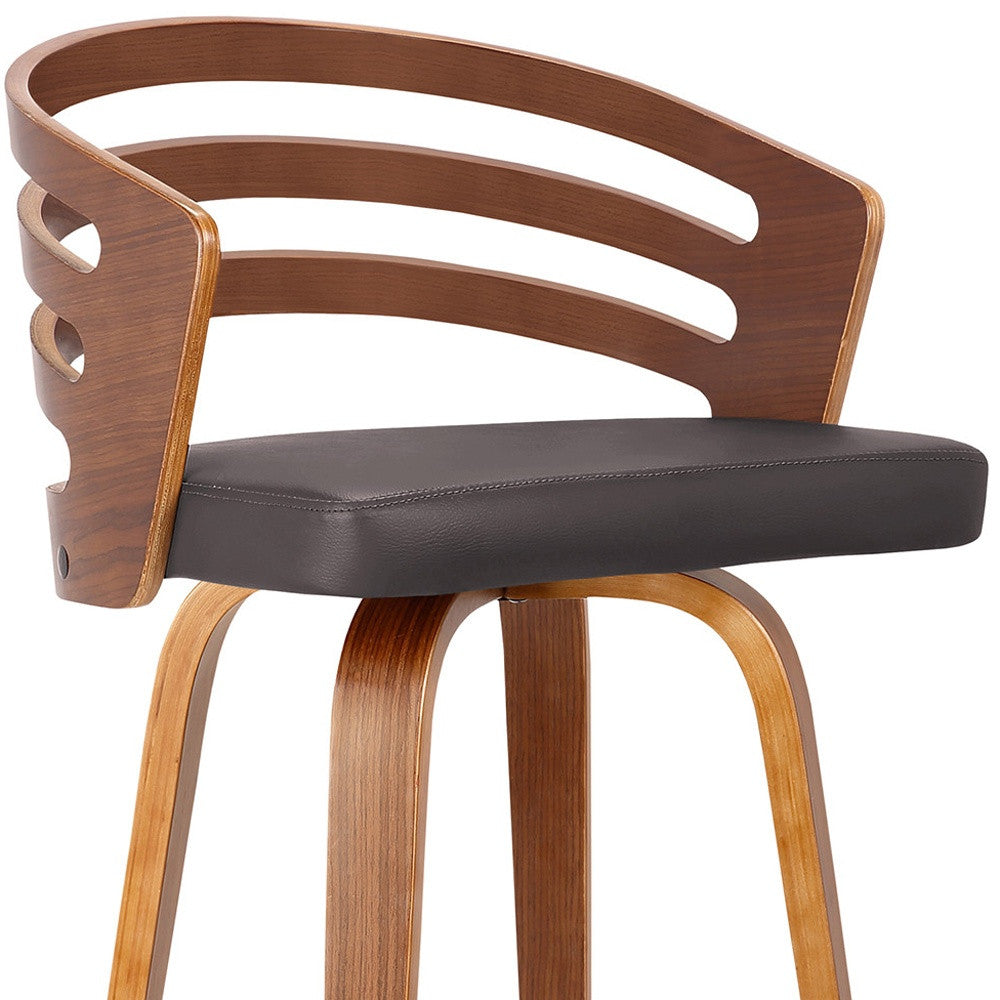 30" Brown Fabric and Iron Low Back Bar Height Swivel Bar Chair-8