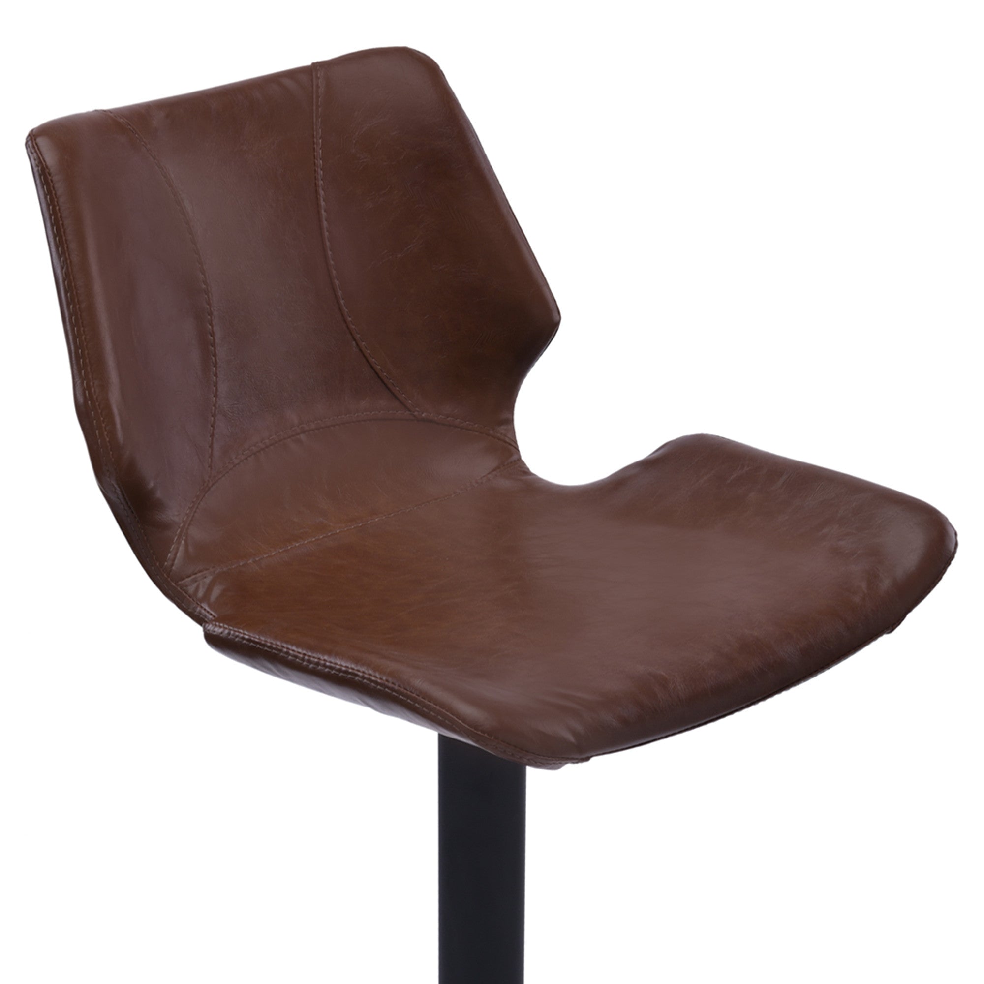 21" Coffee And Black Faux Leather And Iron Swivel Low Back Adjustable Height Bar Chair-3