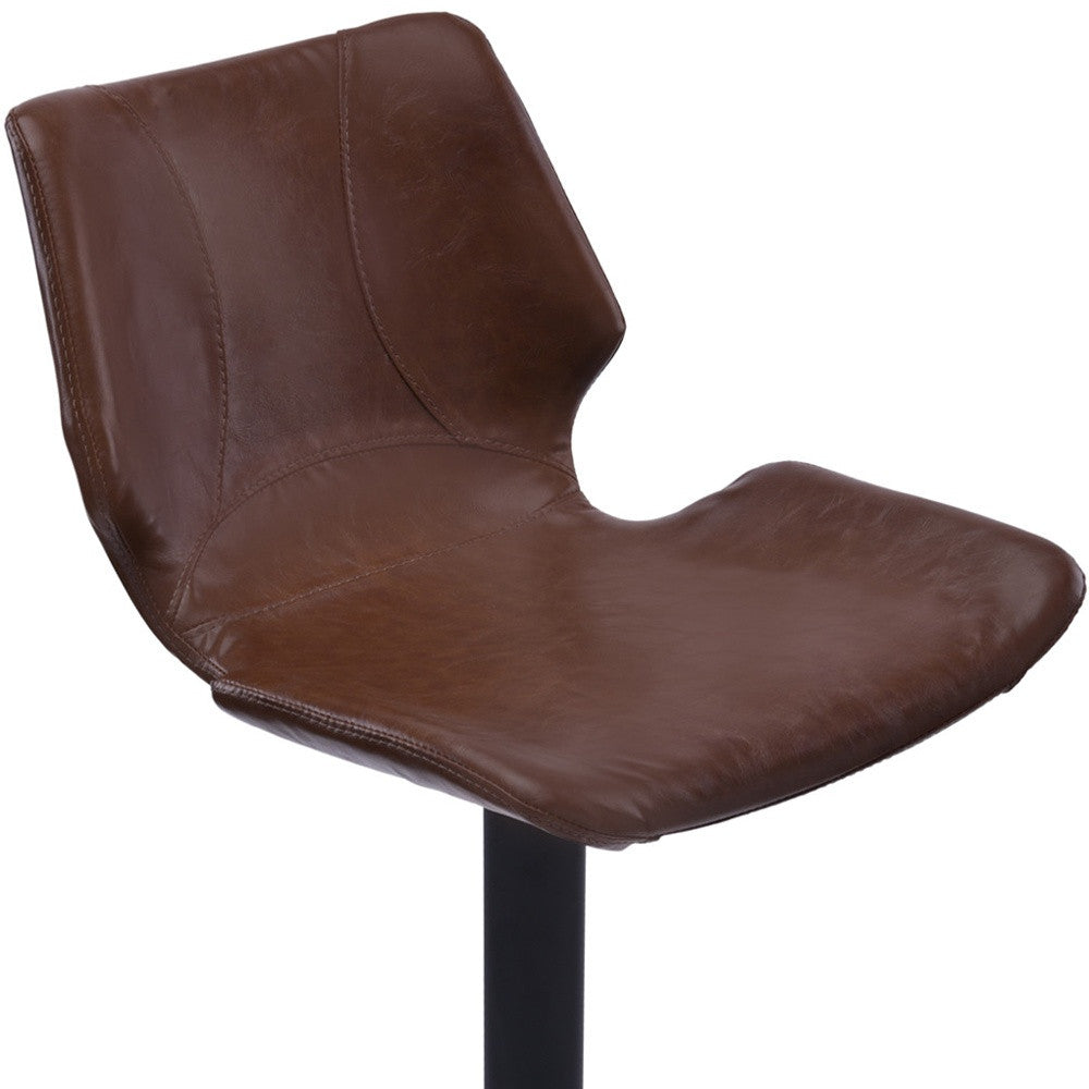 21" Coffee And Black Faux Leather And Iron Swivel Low Back Adjustable Height Bar Chair-6