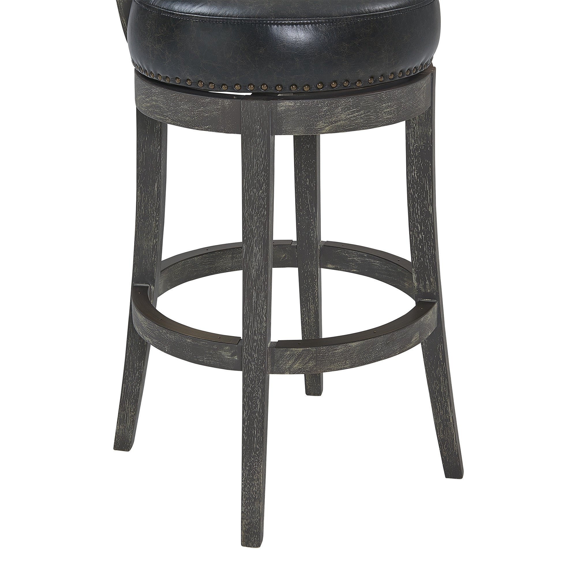31" Onyx and Gray Faux Leather and Solid Wood Low Back Bar Height Swivel Bar Chair-7
