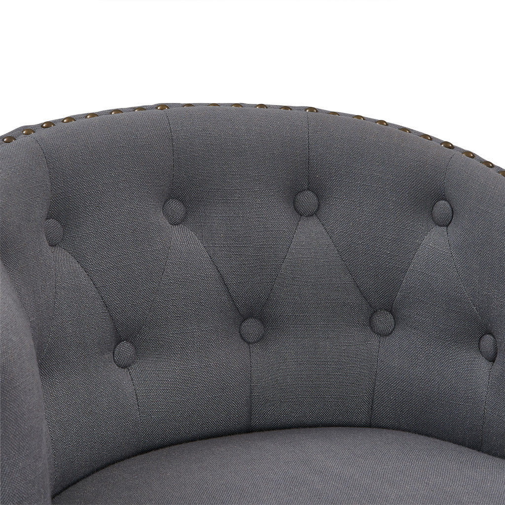 26" Gray And Espresso Solid Wood Swivel Low Back Counter Height Bar Chair-6