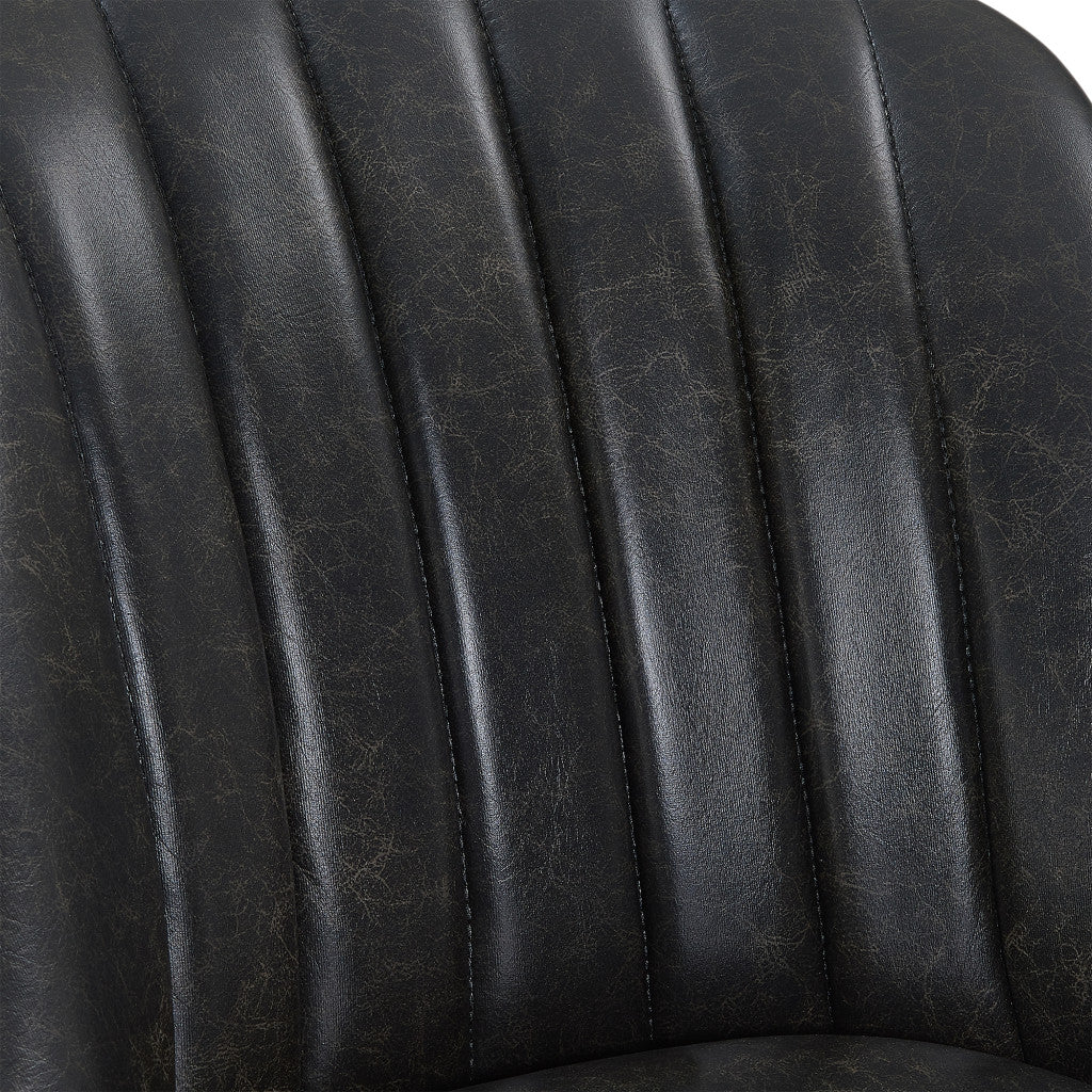 26" Brown and Gray Faux Leather and Solid Wood Counter Height Swivel Bar Chair-7