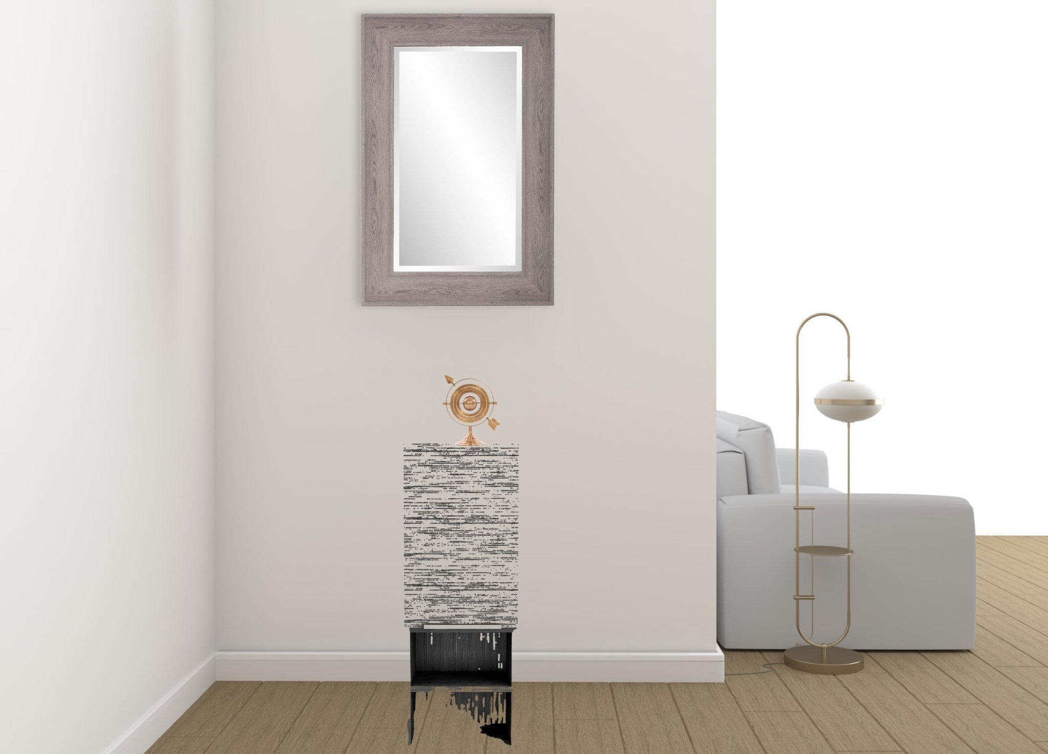 32" Smoky Gray Oak Accent Cabinet With Three Shelves-2