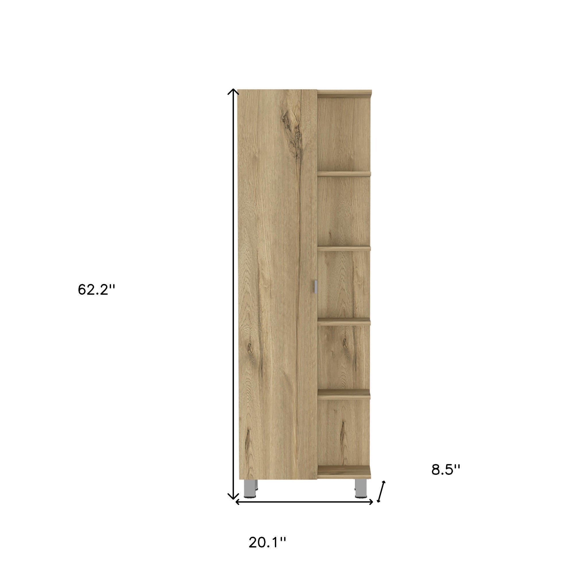 62" Oak Wood Pantry Or Storage Closet-5
