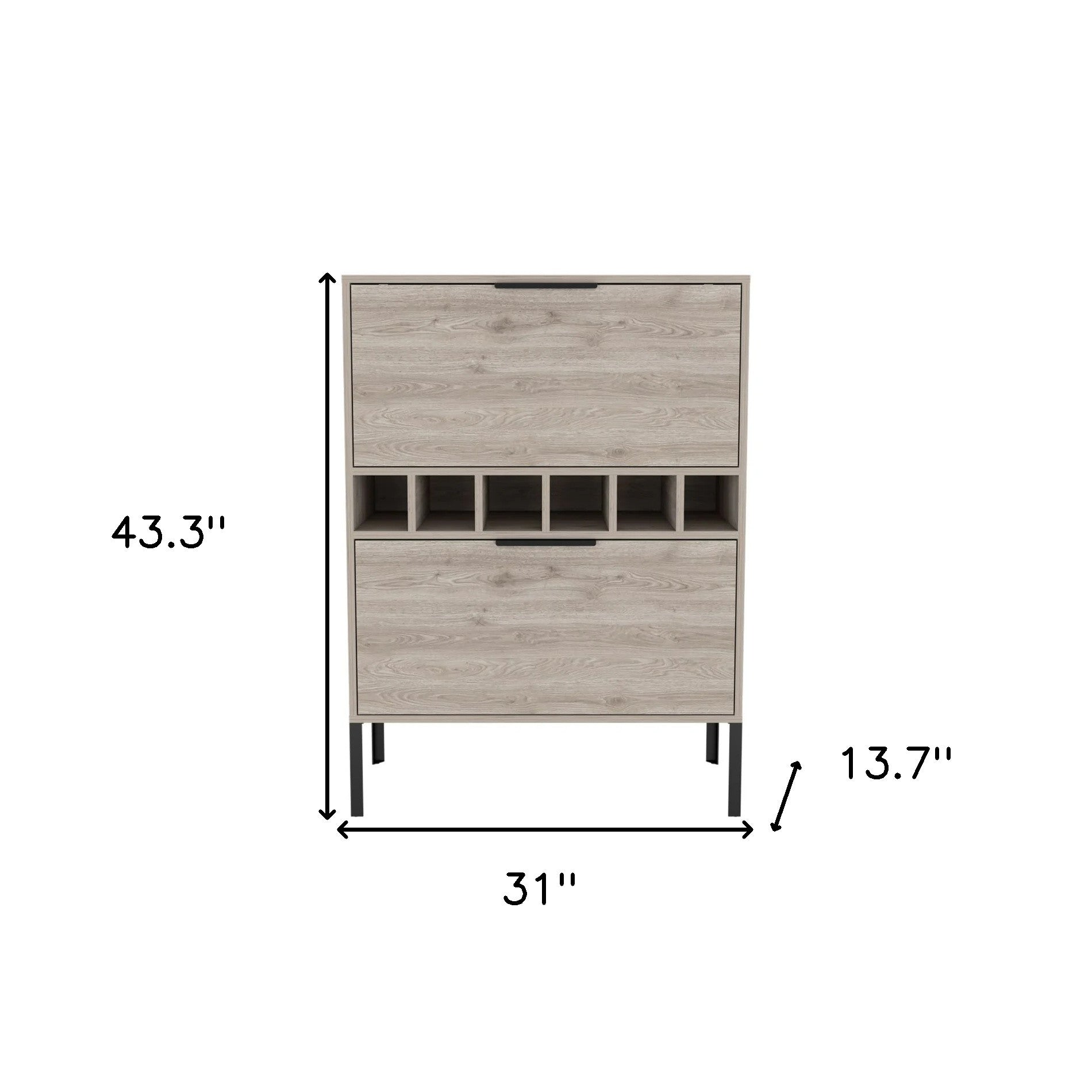 43" Light Gray and Black Wood Console Bar Cabinet With Two Doors-6