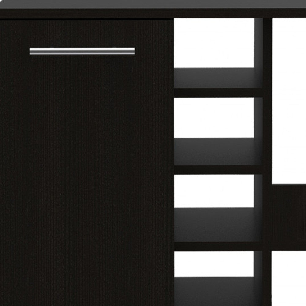 Black Rolling Bar Cart With Wine Storage-3