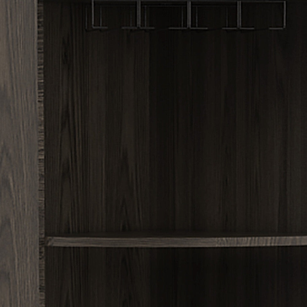 71" Dark Brown Wood Corner Bar Cabinet With Two Doors-2