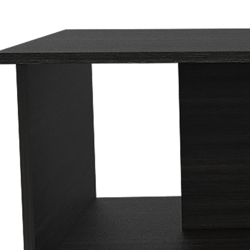 35" Black Wood Abstract Coffee Table-3