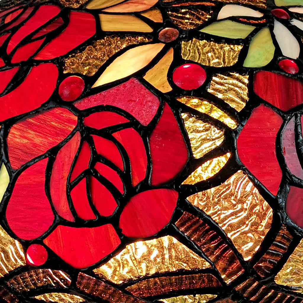 24" Dark Brown Metal Two Light Candlestick Table Lamp With Red Dome Shade-4