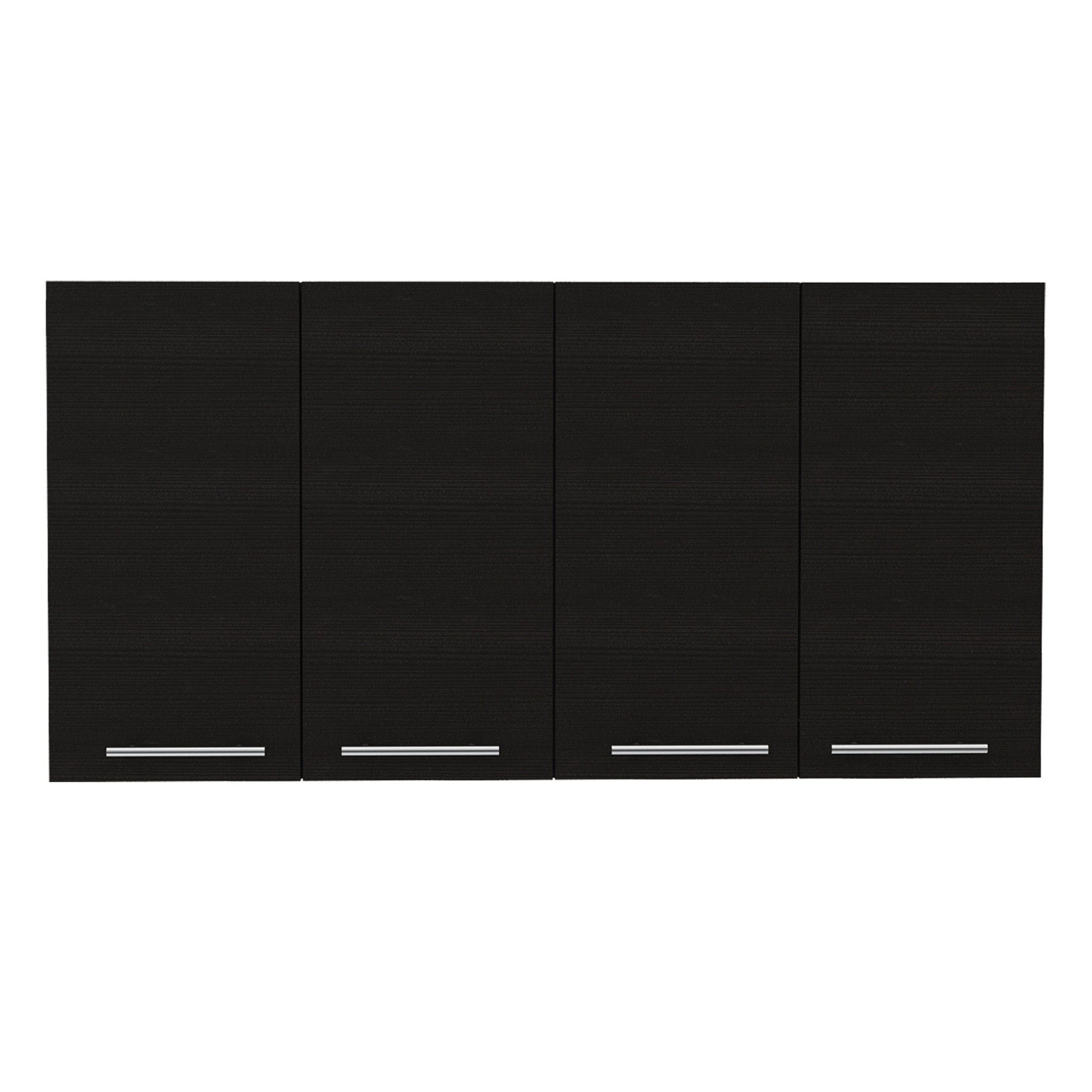 47" Black Wood Wall Mounted Accent Cabinet With Four Doors-1