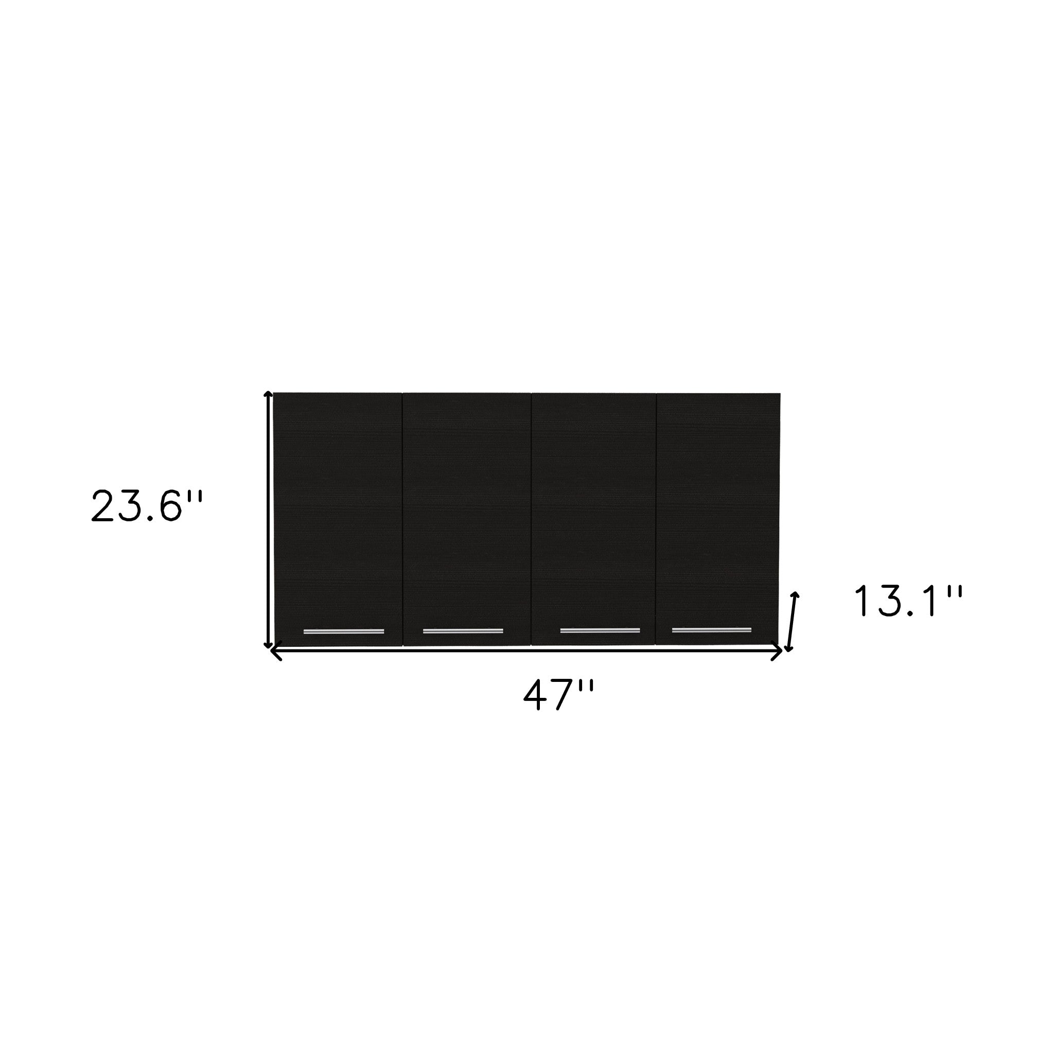 47" Black Wood Wall Mounted Accent Cabinet With Four Doors-6