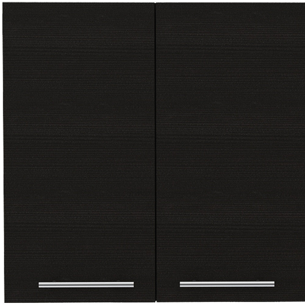 47" Black Wood Wall Mounted Accent Cabinet With Four Doors-3