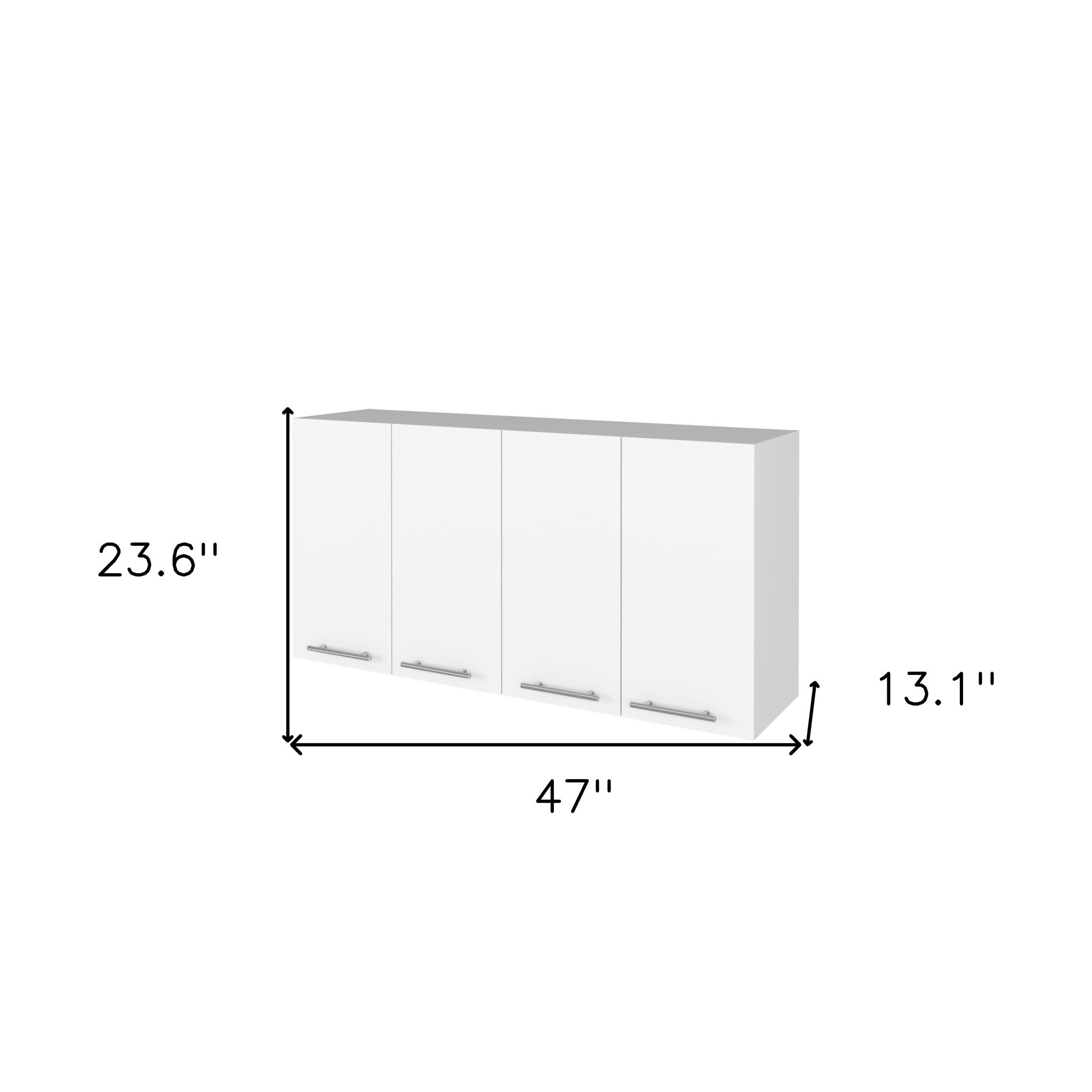 47" White Wood Wall Mounted Accent Chest With Four Doors-6
