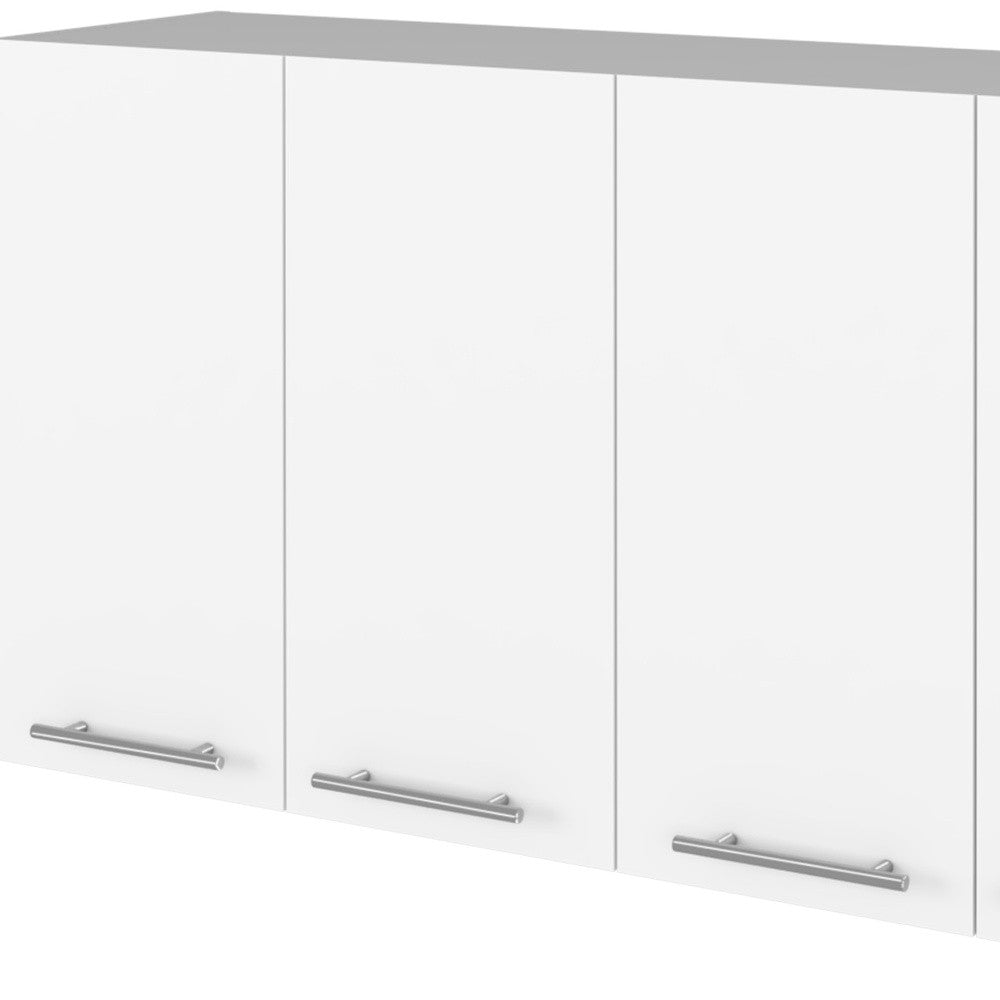 47" White Wood Wall Mounted Accent Chest With Four Doors-3