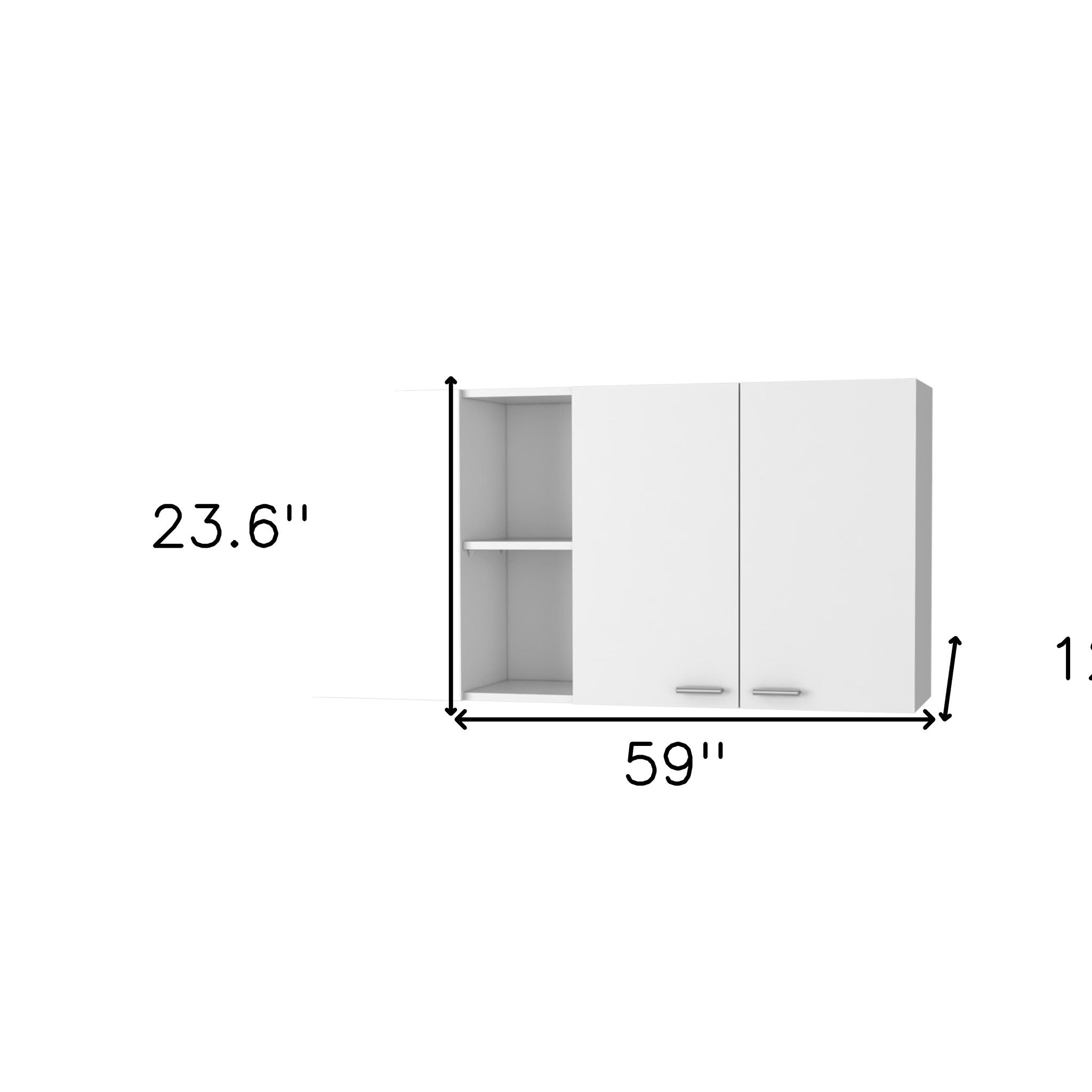59" White Wood Wall Mounted Accent Cabinet With Four Doors-6