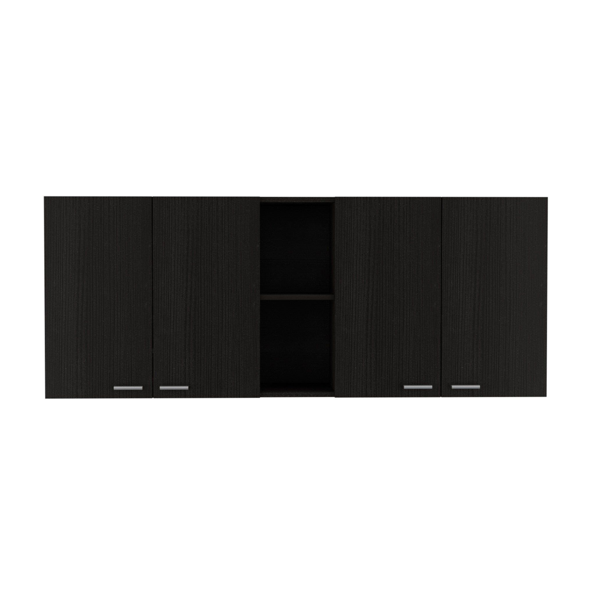 59" Black Wood Wall mounted Accent Cabinet With Five Shelves-1