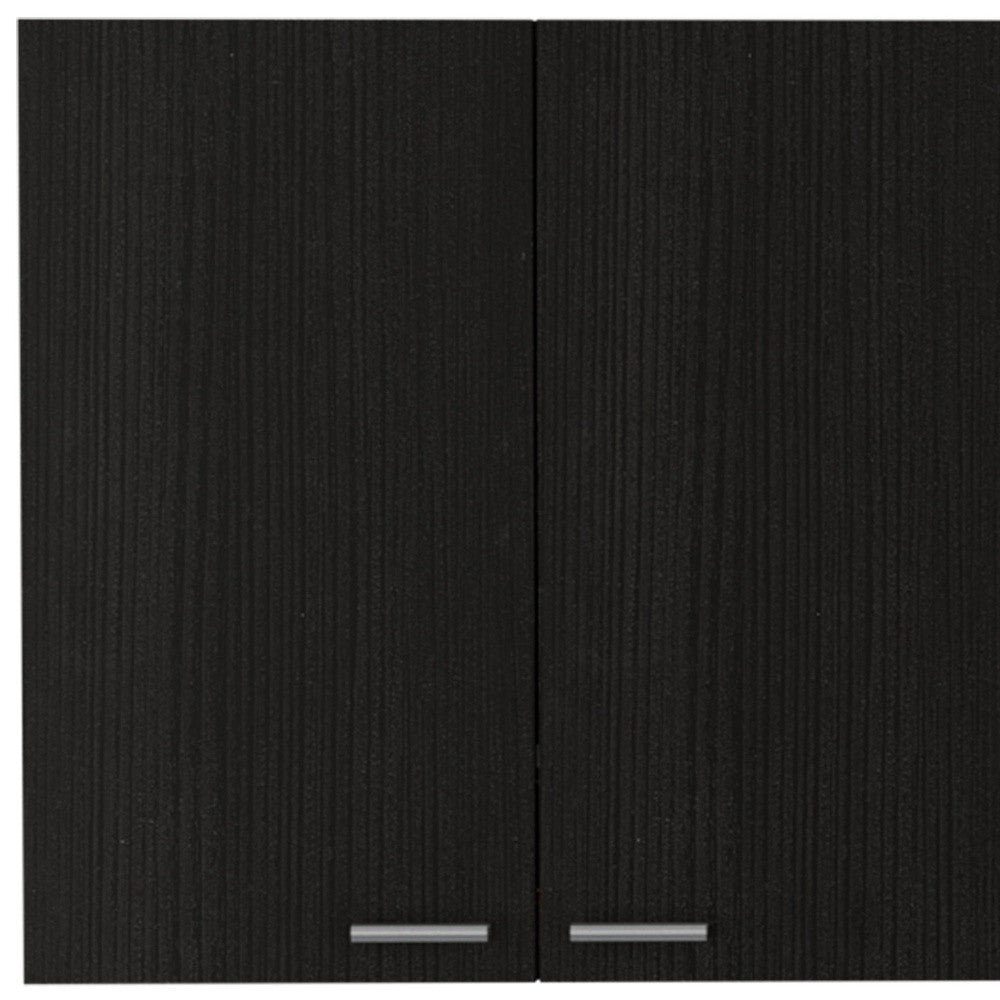 59" Black Wood Wall mounted Accent Cabinet With Five Shelves-3