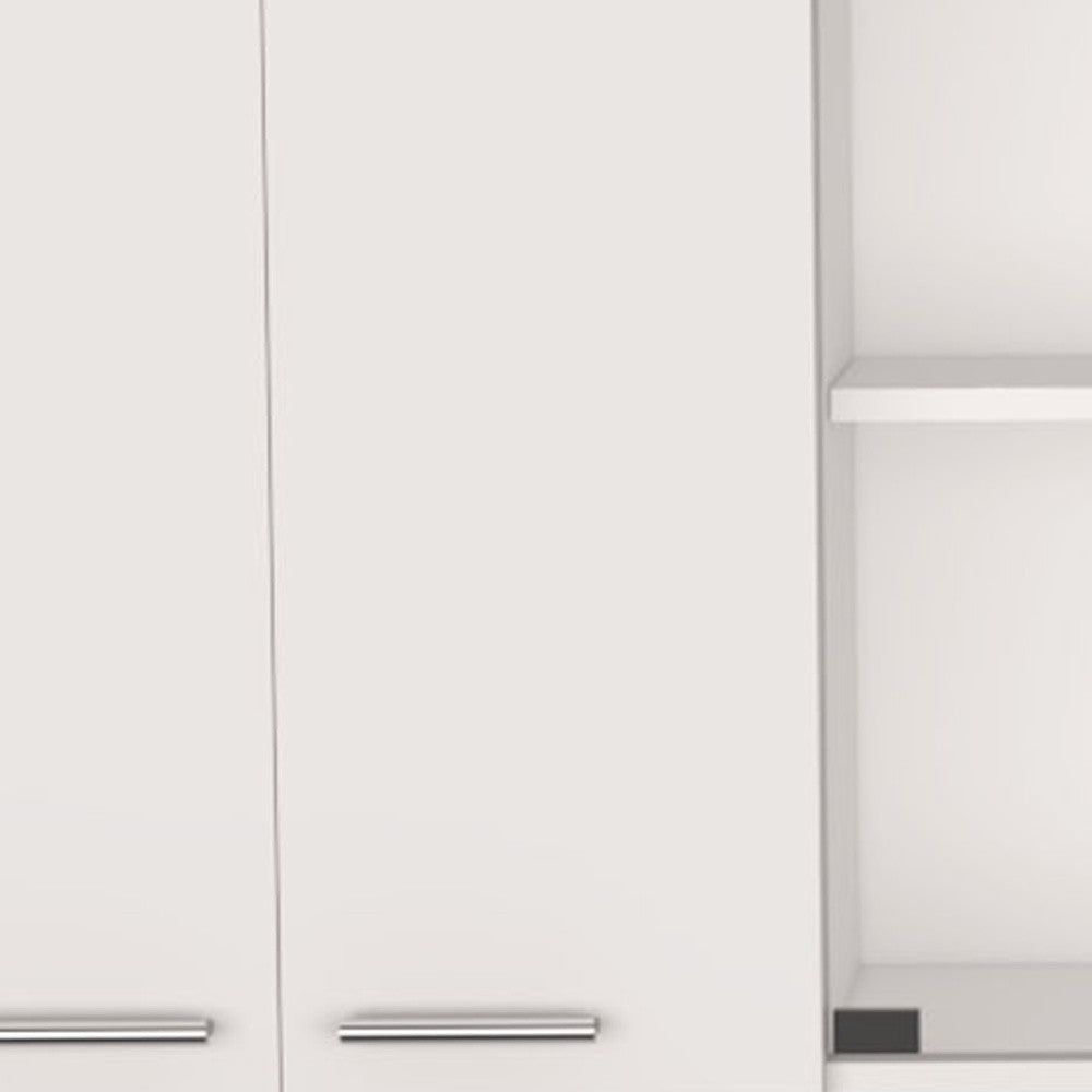 59" White Wood Wall Mounted China Cabinet With Six Doors-2