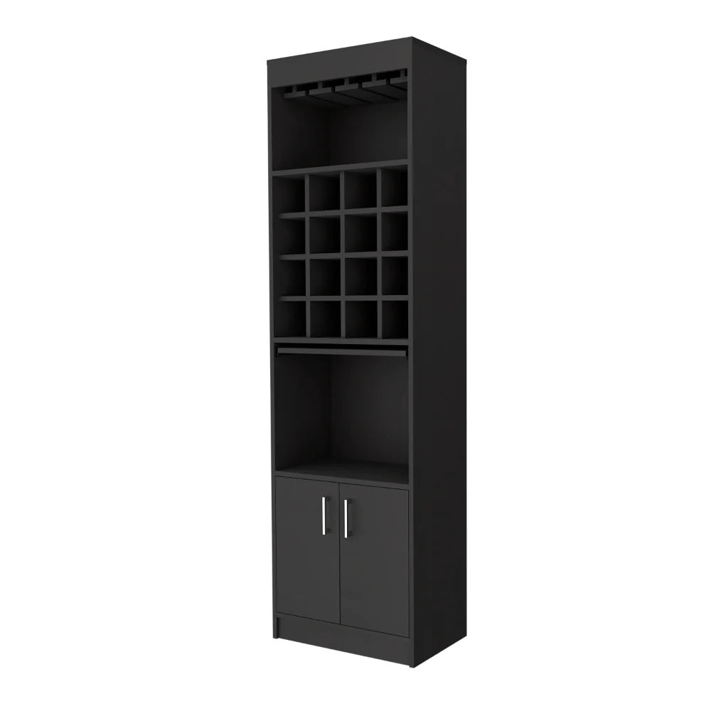 24" Black Bar Cabinet With Eighteen Shelves-1