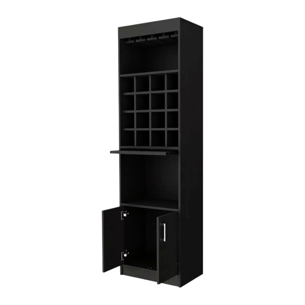 24" Black Bar Cabinet With Eighteen Shelves-2