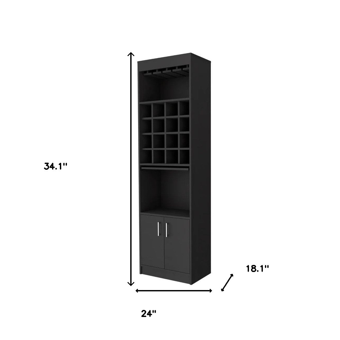 24" Black Bar Cabinet With Eighteen Shelves-7