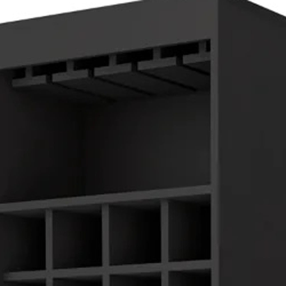 24" Black Bar Cabinet With Eighteen Shelves-3