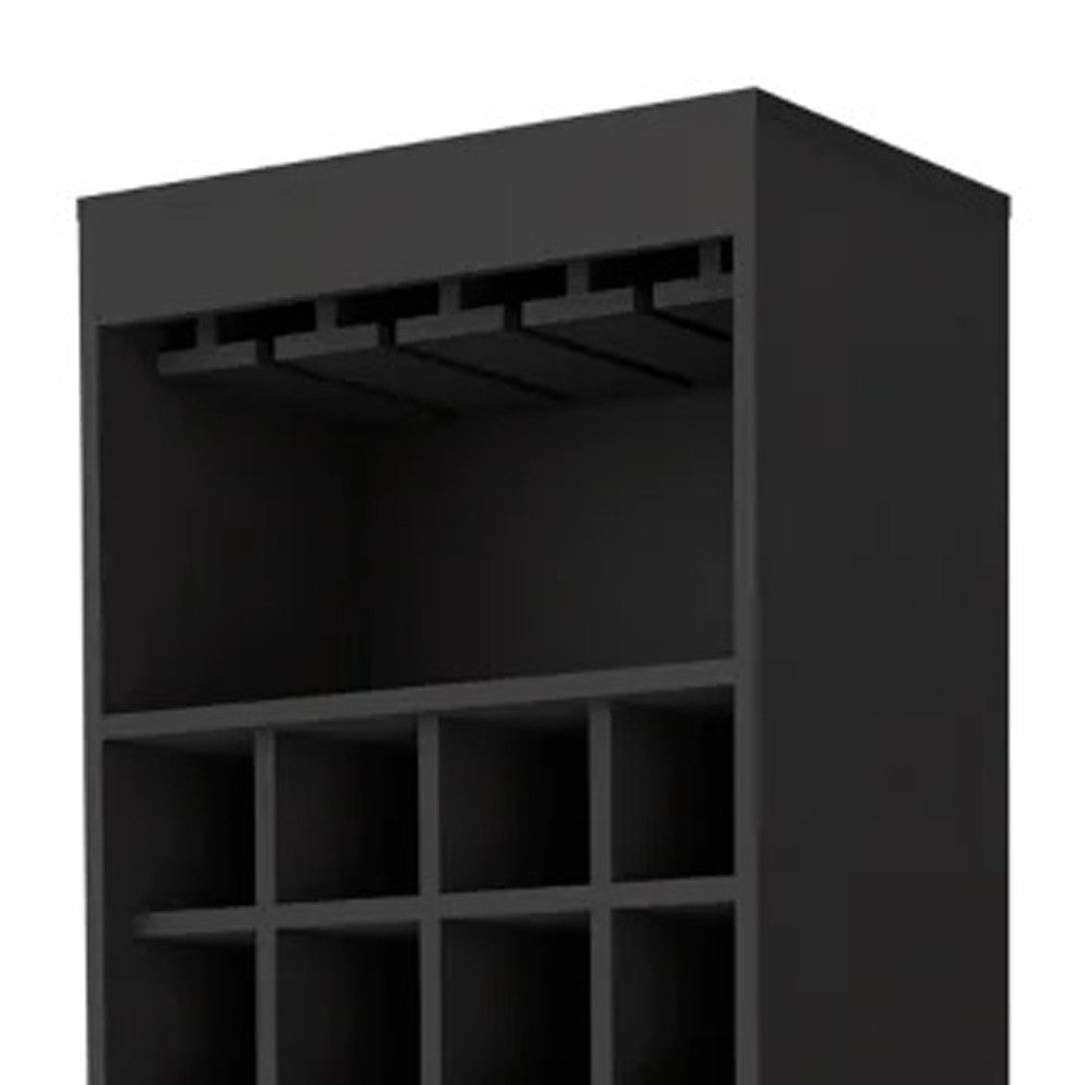 24" Black Bar Cabinet With Eighteen Shelves-4