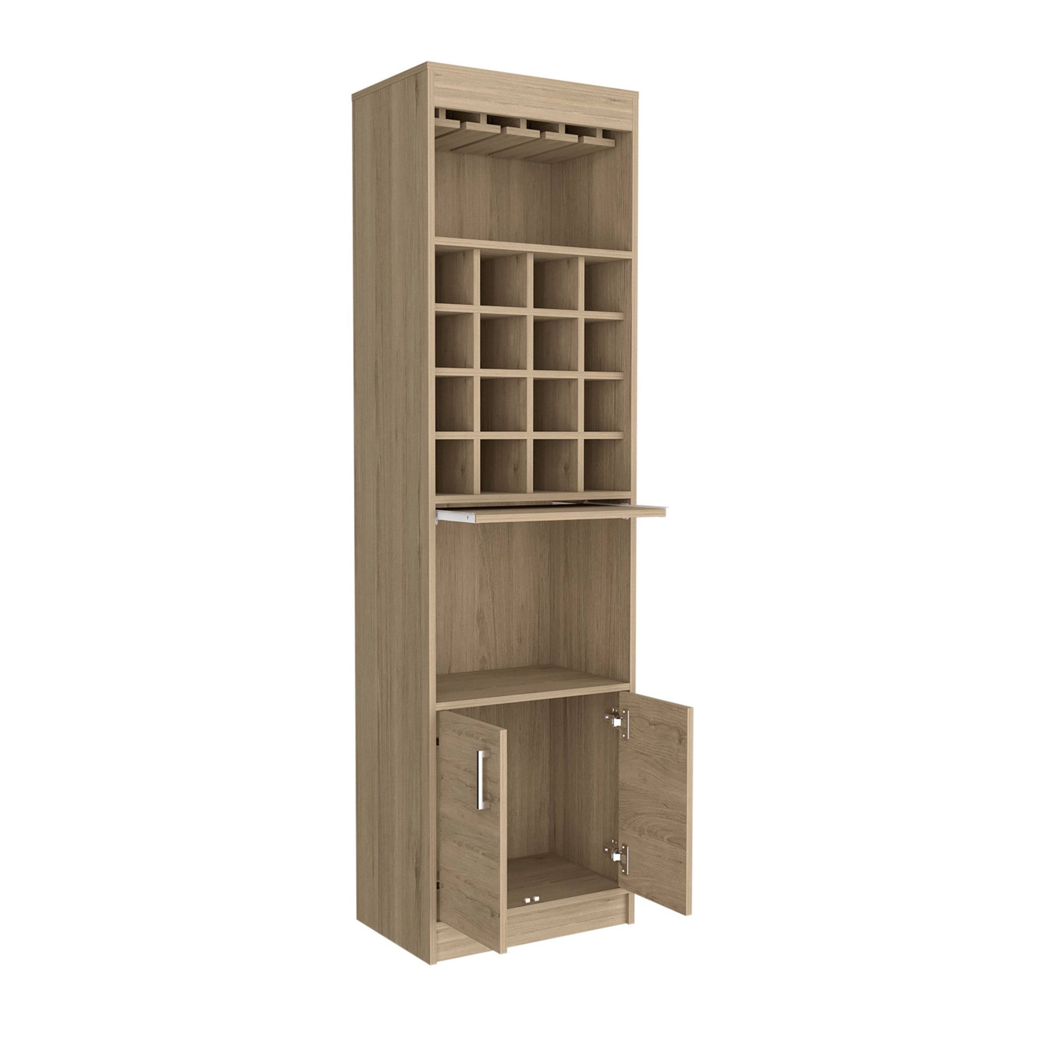 24" Natural Bar Cabinet With Eighteen Shelves-4