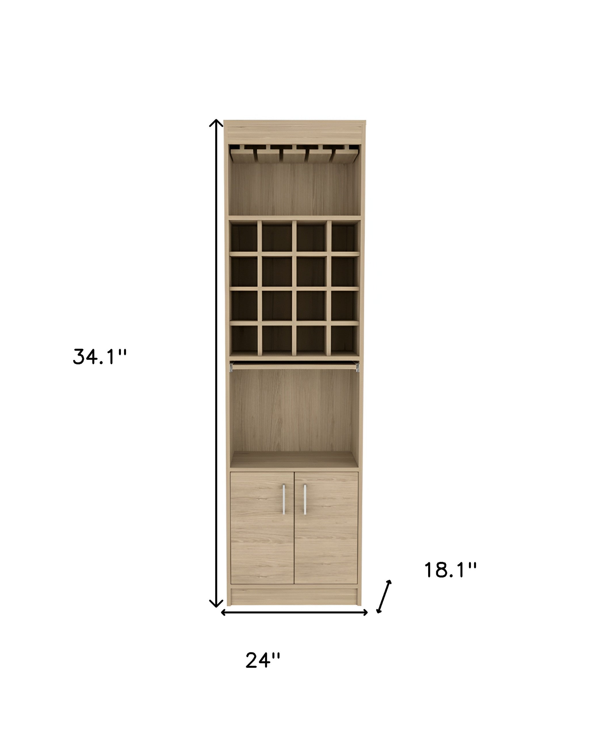 24" Natural Bar Cabinet With Eighteen Shelves-6